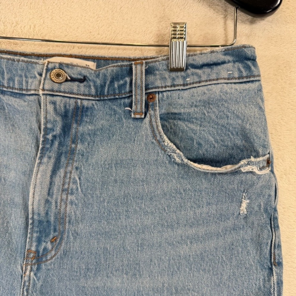 Abercrombie & Fitch 90s Straight Ultra High Rise Denim REWORKED Shorts 31 12R - Picture 4 of 12